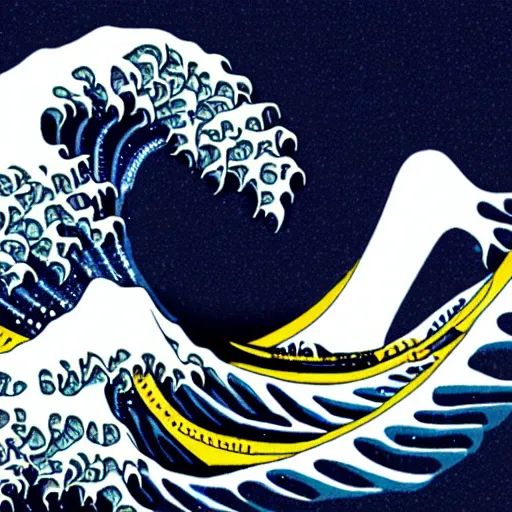 Image similar to the great wave as a sticker - art, svg vector, adobe - illustrator