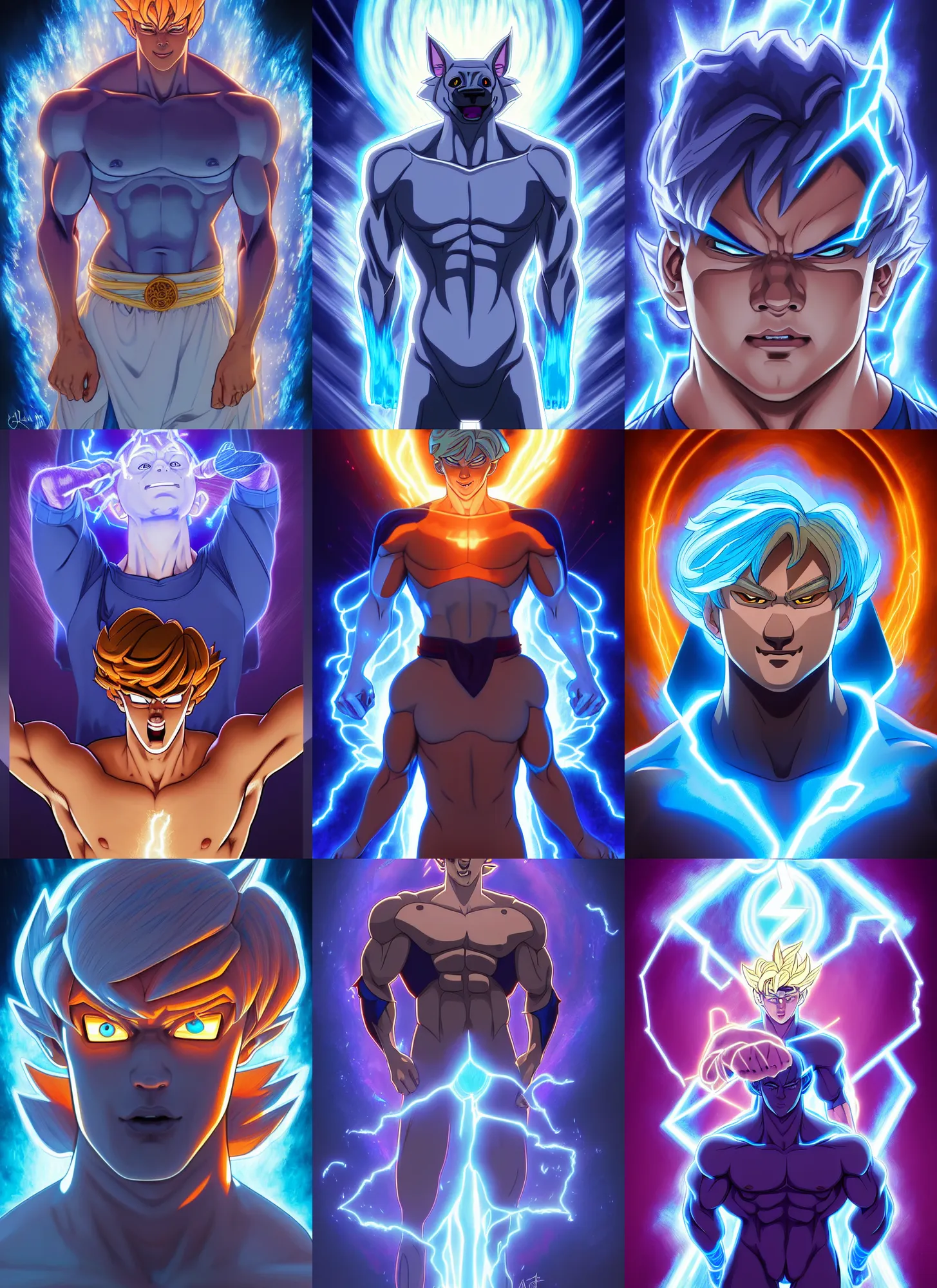 Prompt: symmetry!! portrait of ultra instinct scooby doo shaggy, epic, blue aura, sparks and thunders, highly detailed, dynamic lighting, digital art, digital painting, artstation, wlop, sharp focus, illustration, art by artgerm and greg rutkowski and alphonse mucha, 8 k