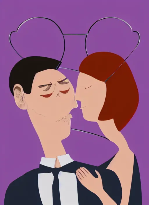 Image similar to style of santiago calatrava, perfectly centered symmetrical balanced male and female portrait of man and woman in love sharing one heart. high coherence ; 3 d cartoon 8 k ultra hd