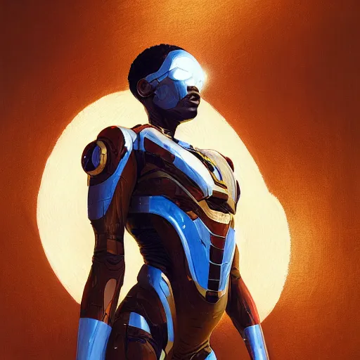 Image similar to highly detailed an african american woman in with the ironman suit from the future gta v, stephen bliss, unreal engine, fantasy art by greg rutkowski, loish, rhads, ferdinand knab, makoto shinkai and lois van baarle, ilya kuvshinov, rossdraws, tom bagshaw, global illumination, radiant light, detailed and intricate environment