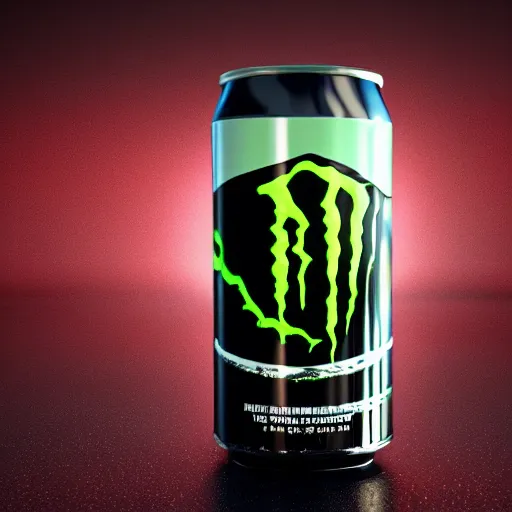 Image similar to new design aluminum can monster energy, red tones, 8k, octane render, cinematic light, harmony, ultra quality