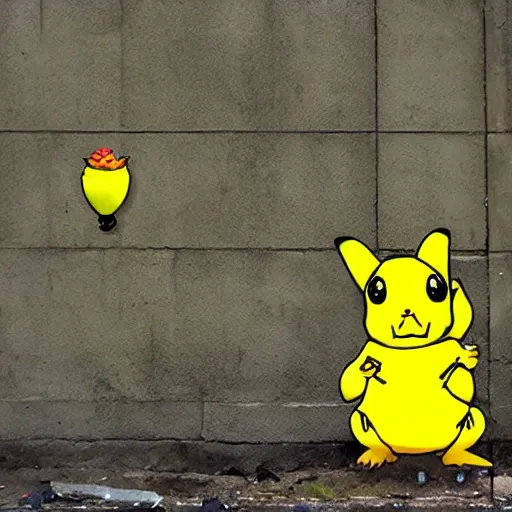 Image similar to pickachu by Banksy