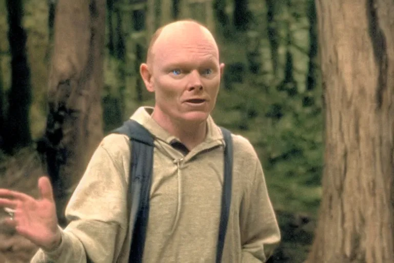 Image similar to a film still of Bill burr in the last mohican, high quality