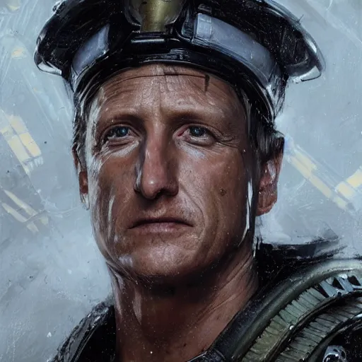 Image similar to portrait of a man by greg rutkowski, william zabka as a colonial marine from aliens franchise, he is about 5 0 years old, military composure, wearing the tactical gear of the colonial marines, highly detailed portrait, digital painting, artstation, concept art, smooth, sharp foccus ilustration, artstation hq