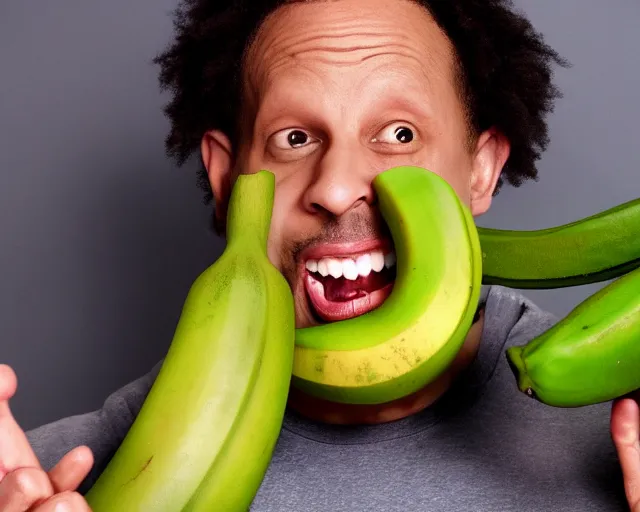 Prompt: EricAndre!!, Peeling&Eating a Green Banana, 4K