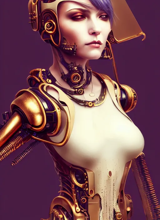 Image similar to soft lustrous ivory punk gothic steampunk cyborg, golden ratio, details, scifi, fantasy, cyberpunk, intricate, decadent, highly detailed, digital painting, octane render, artstation, concept art, smooth, sharp focus, illustration, art by artgerm, loish, wlop