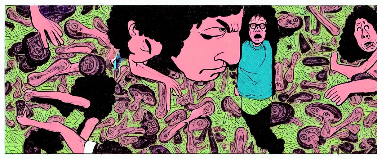 Image similar to character study of todd solondz tripping on mushrooms and becoming god | vivid colors : storyboard, dramatic and emotional, concept design, realistic. by gabriel hardman, joe alves, j. todd anderson, chris bonura. cinematic atmosphere, detailed and intricate, perfect anatomy