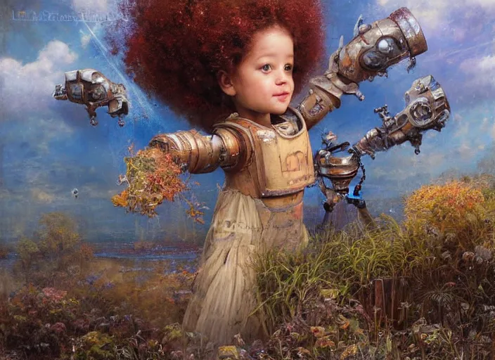 Prompt: a rusty broken down little robot, Lilia Alvarado, Sophie Anderson, Mark Arian, Bob Byerley, Charlie Bowater, Mark Brooks, Steve Henderson, Justin Gerard, Arthur Hughes, Edward Robert Hughes, Mark Keathley, Victor Nizovtsev, Carlos Shwabe, Ross Tran, WLOP