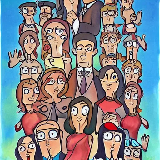 Image similar to beautiful painting, wedding in style of gravity falls cartoon, coherent symmetrical faces