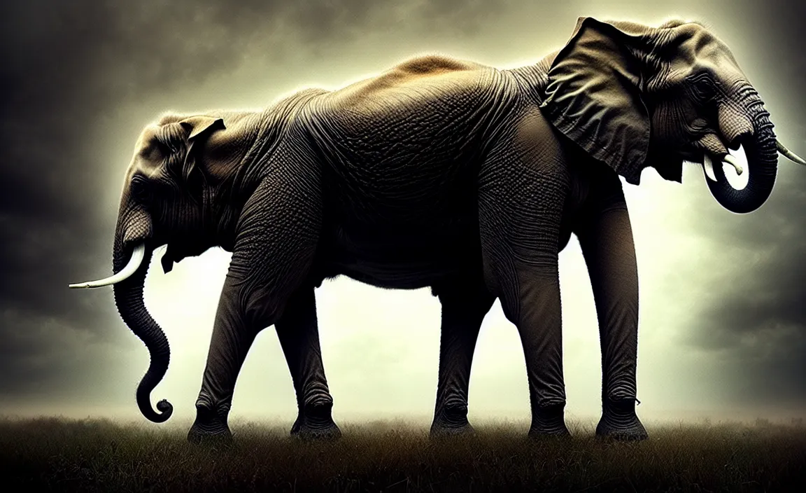 Image similar to epic professional digital art of hungry carnivorous elephant, moody atmospheric lighting, intricate, foreboding, detailed, by leesha hannigan, ayne haag, reyna rochin, ignacio fernandez rios, mark ryden, iris van herpen, artstation, cgsociety, epic, stunning, gorgeous, much wow, cinematic, masterpiece.