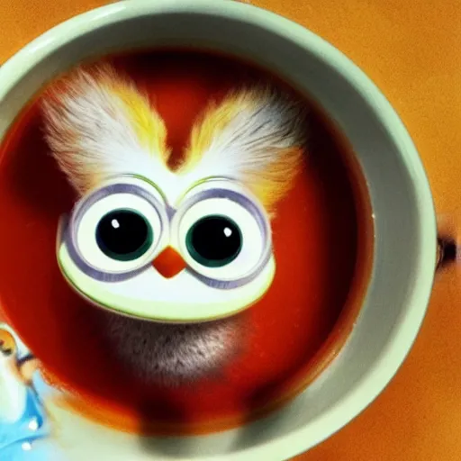 Image similar to Furby submerged in soup