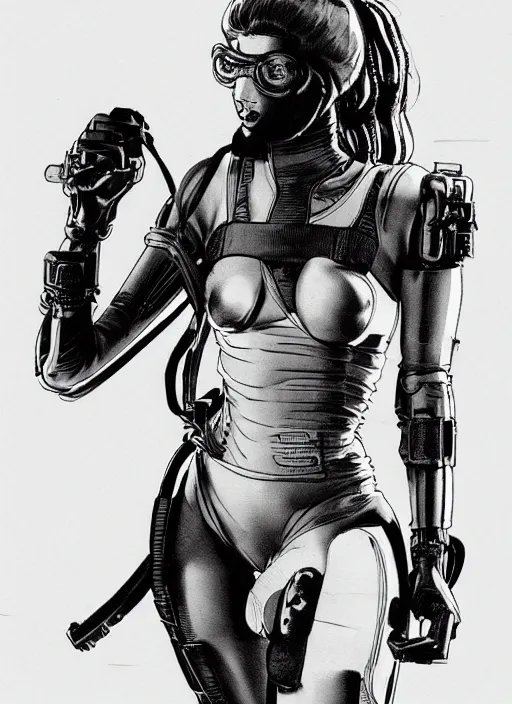 Prompt: cyberpunk athlete in tactical harness and jumpsuit. portrait by stonehouse and mœbius and will eisner and gil elvgren and pixar. realistic proportions. dystopian. cyberpunk 2 0 7 7, apex, blade runner 2 0 4 9 concept art. cel shading. attractive face. thick lines.