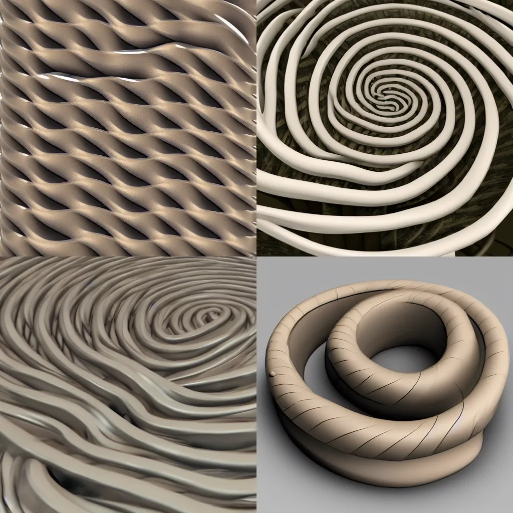 Prompt: a 3D serpentine twisty maze, muted colors