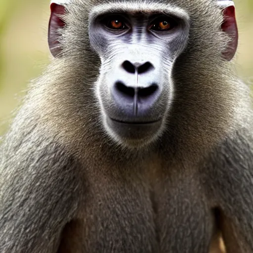 Image similar to a beautiful baboon portrait. Wistful and intelligent.