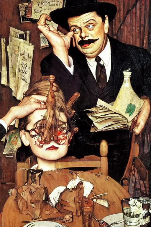 Image similar to uncle foster addams painted by norman rockwell