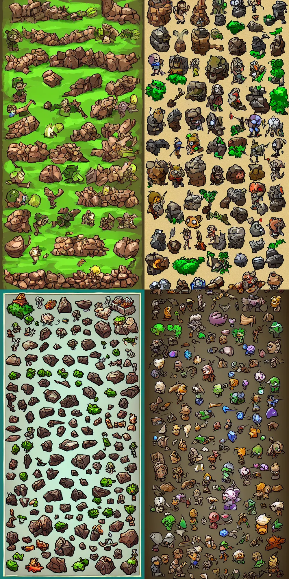 Image similar to Video game sprite sheet of a cave, hd, high resolution, stylized game art