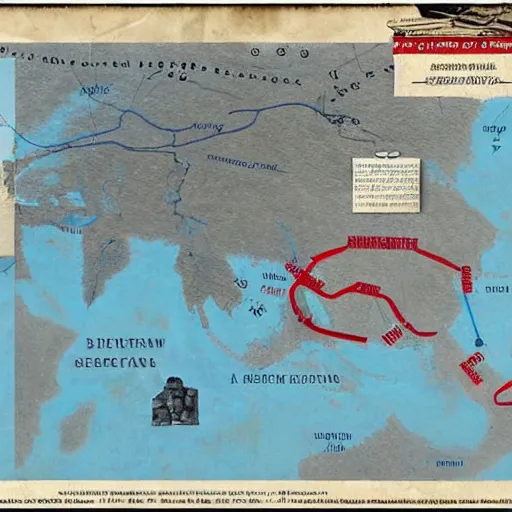 Image similar to general battle plan for the invasion of the soviet union in 1 9 4 0 the plan is mark with a blue line present the movement by greg rutkowski