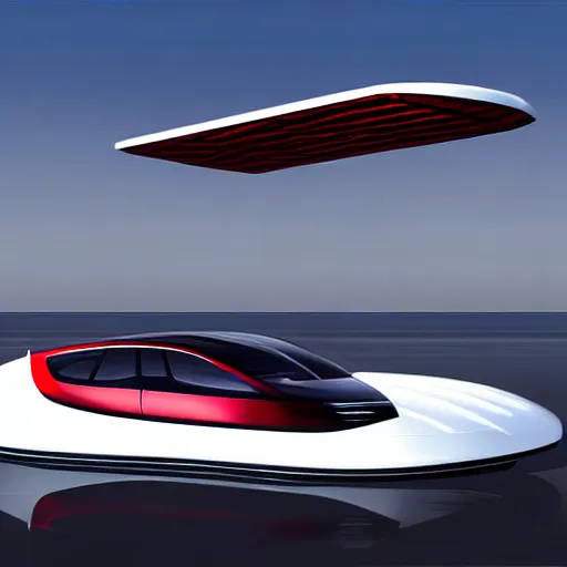 Image similar to uhd photorealistic tesla hovercraft, concept art, futuristic, uhd hyperdetailed photography