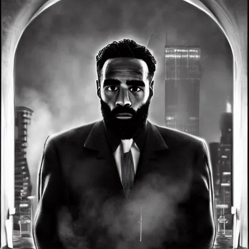 Image similar to lacazette as a 1 9 4 0 s gangster, noir, fog, serious, extreme detail, realistic, 4 k