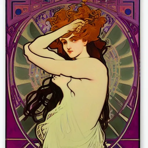 Image similar to hermione by alphonz mucha