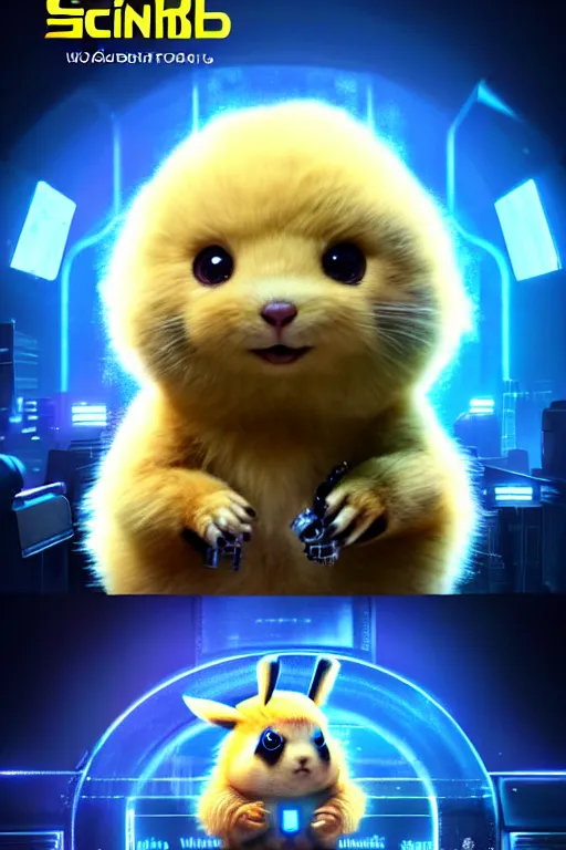 Image similar to high quality video game sci - fi very cute fluffy! wombat!! cyborg with futuristic mechanical parts, cyberpunk monocle!, highly detailed, unreal engine cinematic smooth, in the style of detective pikachu, hannah yata charlie immer, dark blue neon light, low angle, uhd 8 k, sharp focus