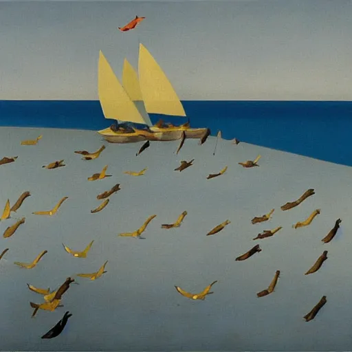 Image similar to seagulls on the beach by yves tanguy