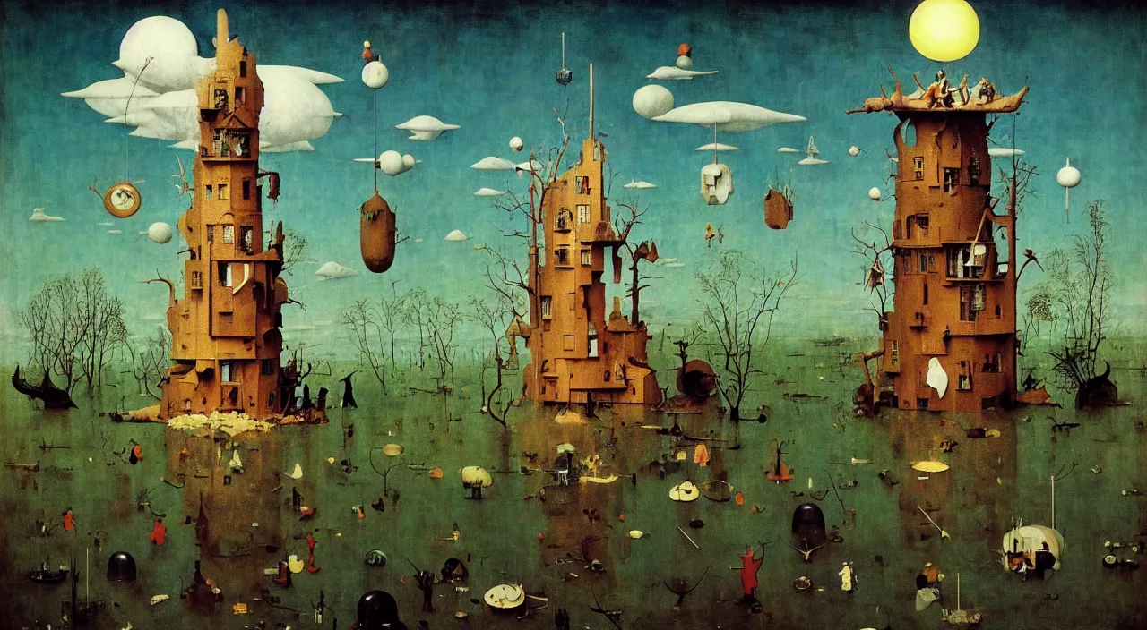 Prompt: single flooded simple!! doll fungus tower, very coherent and colorful high contrast masterpiece by norman rockwell franz sedlacek hieronymus bosch dean ellis simon stalenhag rene magritte gediminas pranckevicius, dark shadows, sunny day, hard lighting