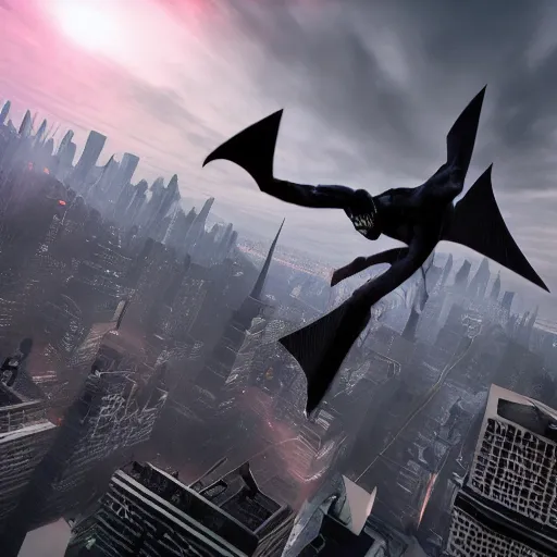 Prompt: modern day vampire that can fly, rampaging through new york city, photorealistic, ultra - detailed, 4 k high resolution, hdr shot, unreal engine rendering 4 k