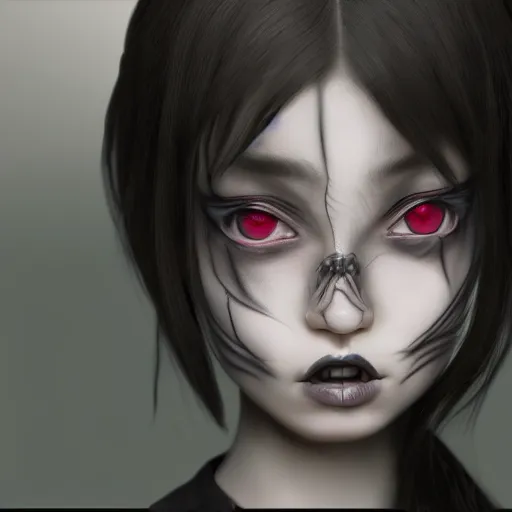 Prompt: photorealistic portrait of angry anime girl, inspired by Tim Burton, detailed, unreal engine 4k