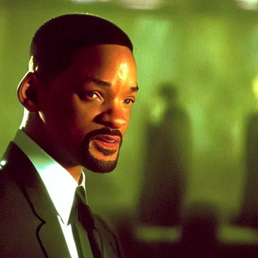 Prompt: will smith as neo in the matrix movies, cinematic, atmosphere, dynamic light, ultra realistic, very detailed