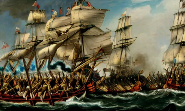 Image similar to dragons fighting at the Battle of Trafalgar