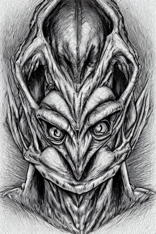 Image similar to goblin, symmetrical, toad eyes and webbed feet, highly detailed, digital art, sharp focus, trending on art station, kentaro miura manga art style