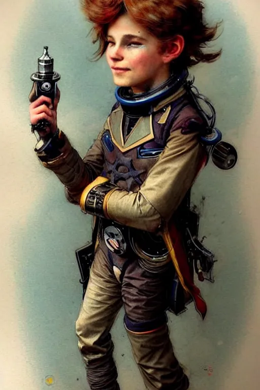 Image similar to ( ( ( ( ( 2 0 5 0 s retro future 1 0 year boy old super scientest in space pirate mechanics costume full portrait. muted colors. ) ) ) ) ) by jean - baptiste monge!!!!!!!!!!!!!!!!!!!!!!!!!!!!!!