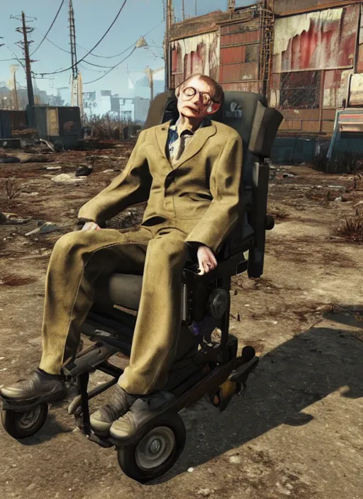 Image similar to Stephen Hawking in fallout 4