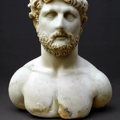 Prompt: of a Roman marble statue of a 90's era personal computer prompt