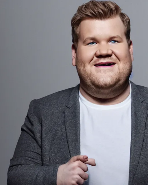 Image similar to full body 3d render of James Corden as a funko pop, studio lighting, white background, blender, trending on artstation, 8k, highly detailed , intricate details