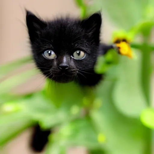 Image similar to black kitten bee 🐝 hybrid making a shh 🤫