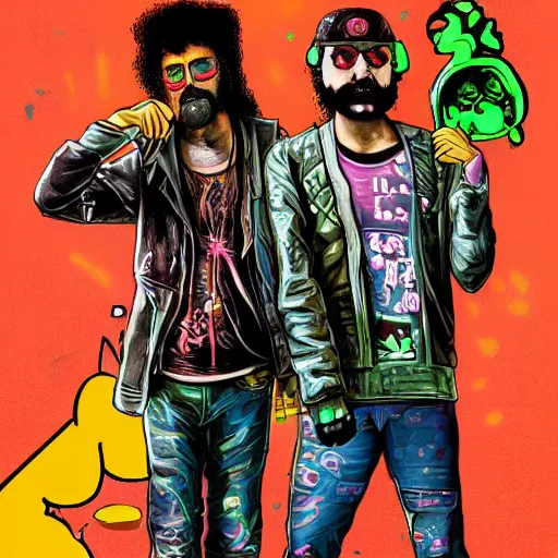 Image similar to cyberpunk cheech and chong