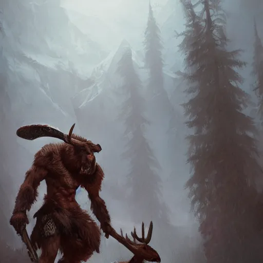 Prompt: anthropomorphic moose barbarian by greg rutkowski