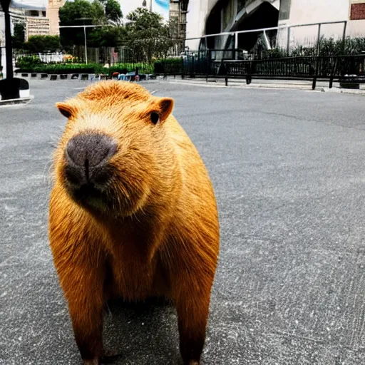 Image similar to capybara wearing a suit, full body, facing camera, centered, high quality art