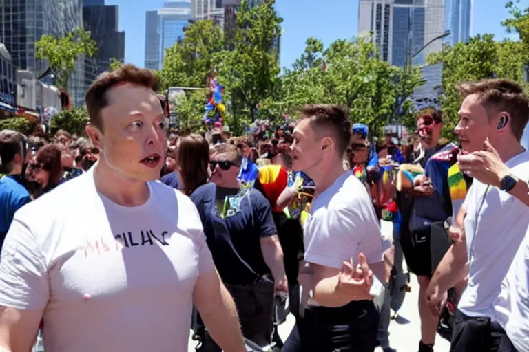 Image similar to elon musk on gay parade