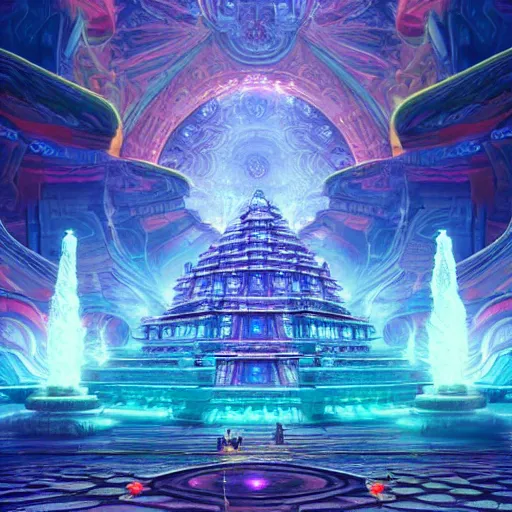 Prompt: a biggest temple of the universe in magical world, dreamy , magical effect, glowing effect, hyperreal, hyperdetailed, 8k, artstation, devianart