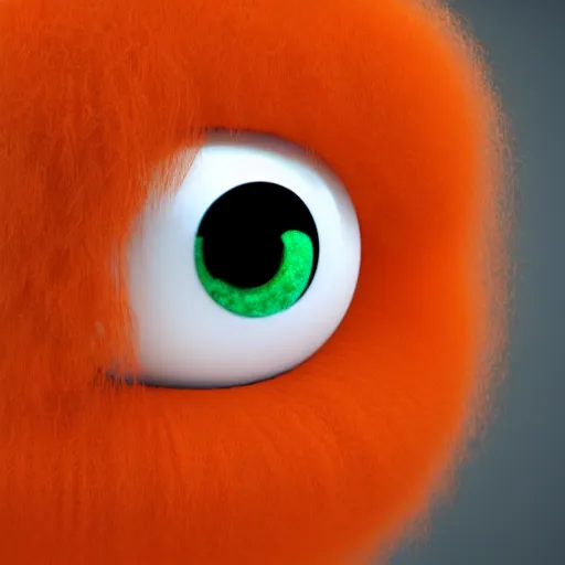 Prompt: 3d render of orange fuzzy ball with googly eyes, 4k