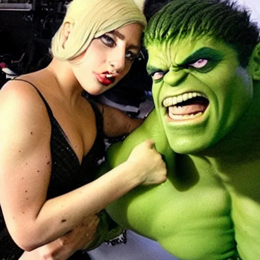 Prompt: lady gaga as hulk