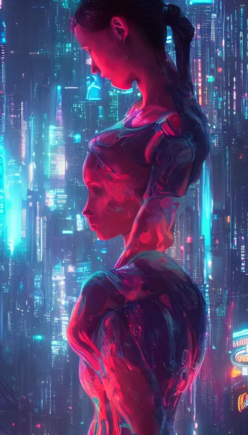Image similar to altered carbon, rebirth, neon, dreamy vibe, fibonacci, sweat drops, insane intricate, highly detailed, cinematic, atmospheric. digital painting, artstation, concept art, smooth, sharp focus, illustration, unreal engine 5, 8 k, art by laura sava