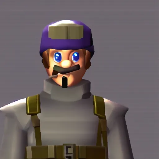 Image similar to solid snake in super mario 6 4