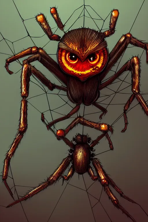 Image similar to a humanoid figure spider monster with large amber eyes, highly detailed, digital art, sharp focus, trending on art station, plant, anime art style