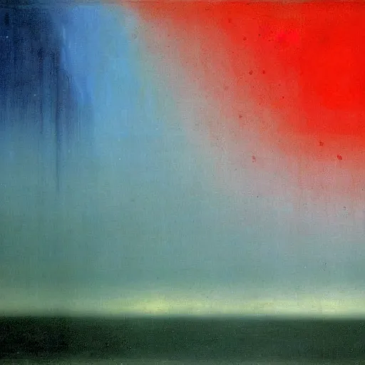 Image similar to the epic abstract painting'blue arctic void with black and red aurora borealis ', by caspar david friedrich!!!, by rothko!!!, stunning masterpiece, trending on artstation