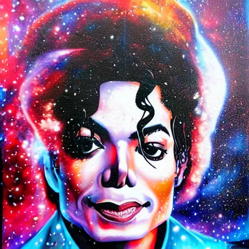 Prompt: a portrait of a magical Michael Jackson casting a spell in a cosmic scenic environment by Sandra Chevrier, hyperdetailed