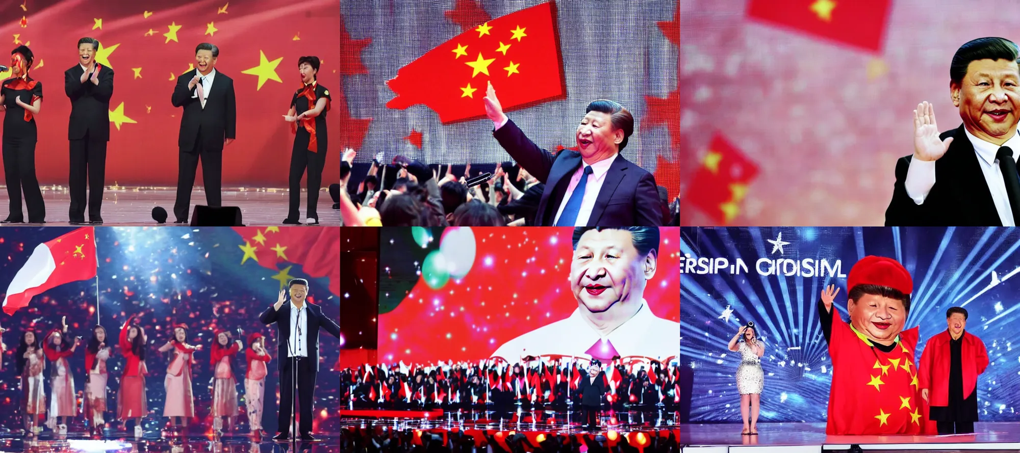 Prompt: xi jinping singing at eurovision songfestival